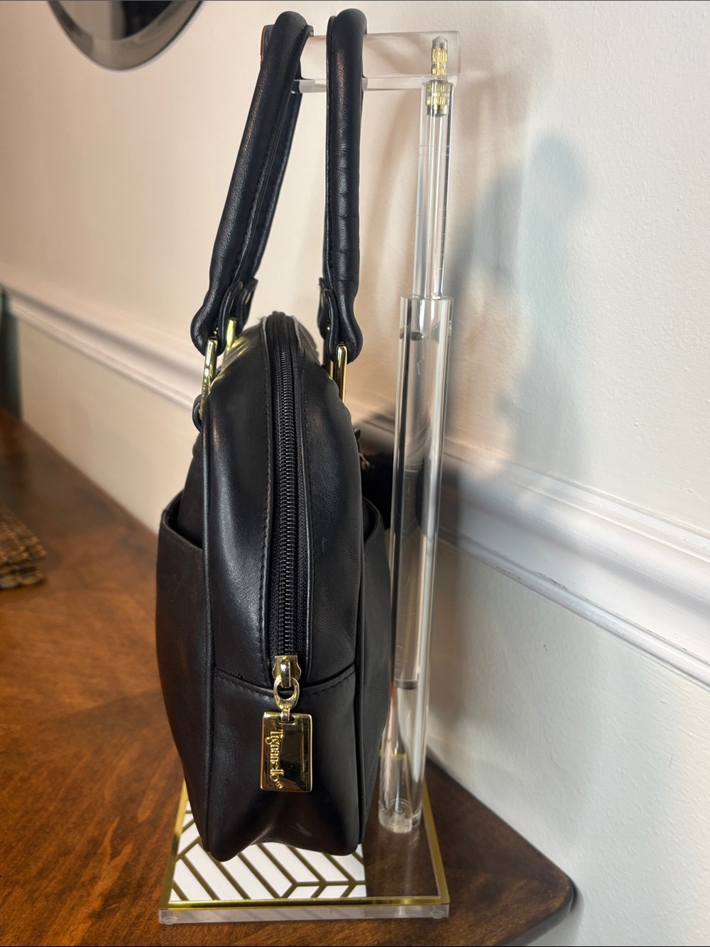 Tignanello Black Leather Satchel - Picture 4 of 16